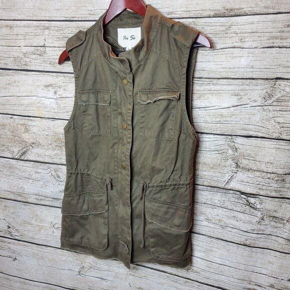 PER SE Army Green Cotton Utility Vest Size Medium - Picture 2 of 5